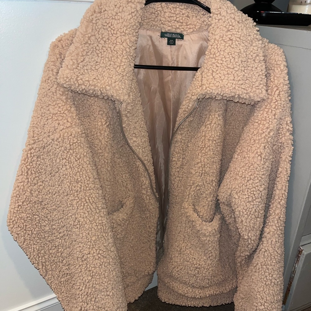 Wild Fable Teddy Jacket in Tan